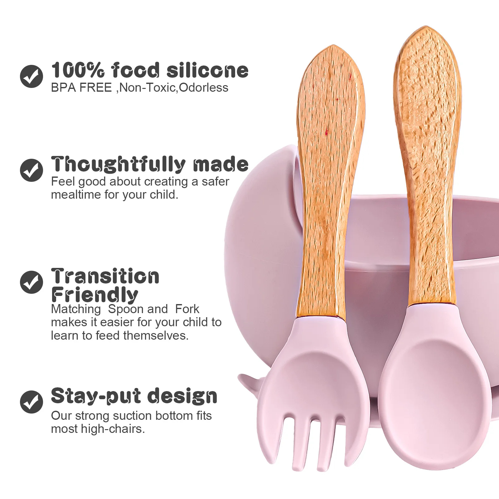3PCS/Set Silicone Baby Feeding Bowl Tableware for Kids Waterproof Suction Bowl With Spoon
